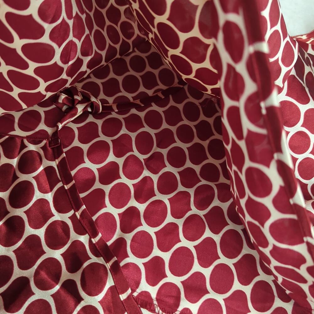 Ashley Stewart Women’s Wrap Top PLUS 3XL Burgundy & White Geometric Print - Picture 6 of 12